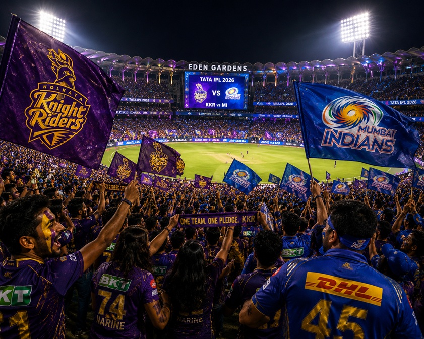 KKR MI Playoff Drama at Eden Gardens during a high-pressure IPL playoff race clash between Kolkata and Mumbai.