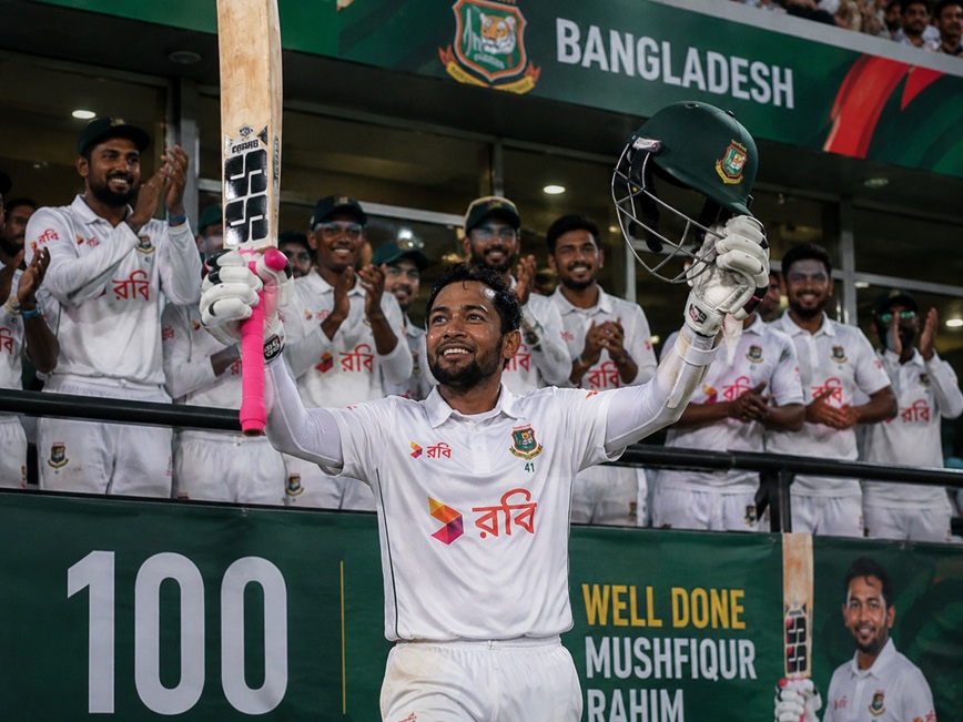 Mushfiqur Rahim Century Records celebration after scoring a Test century