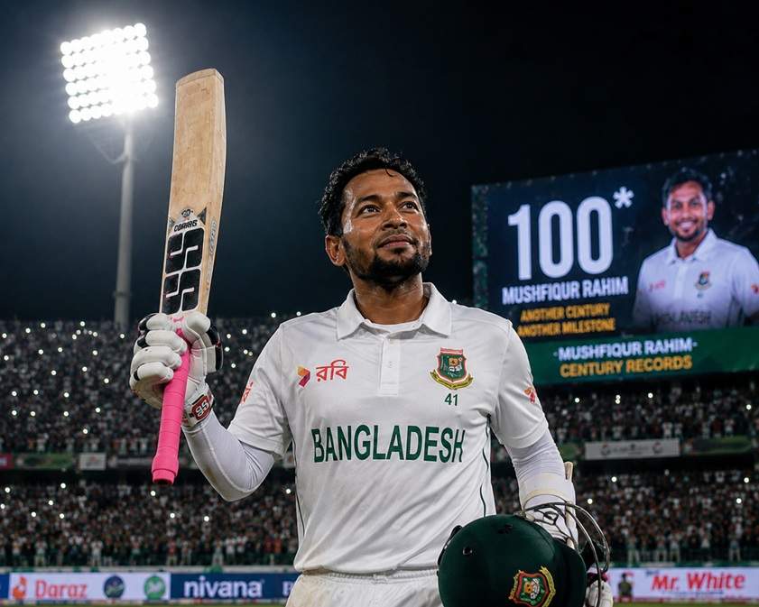 Mushfiqur Rahim Century Records celebration after scoring a Test century