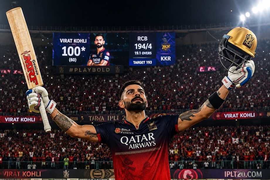 RCB vs KKR highlights featuring Virat Kohli century in IPL 2026