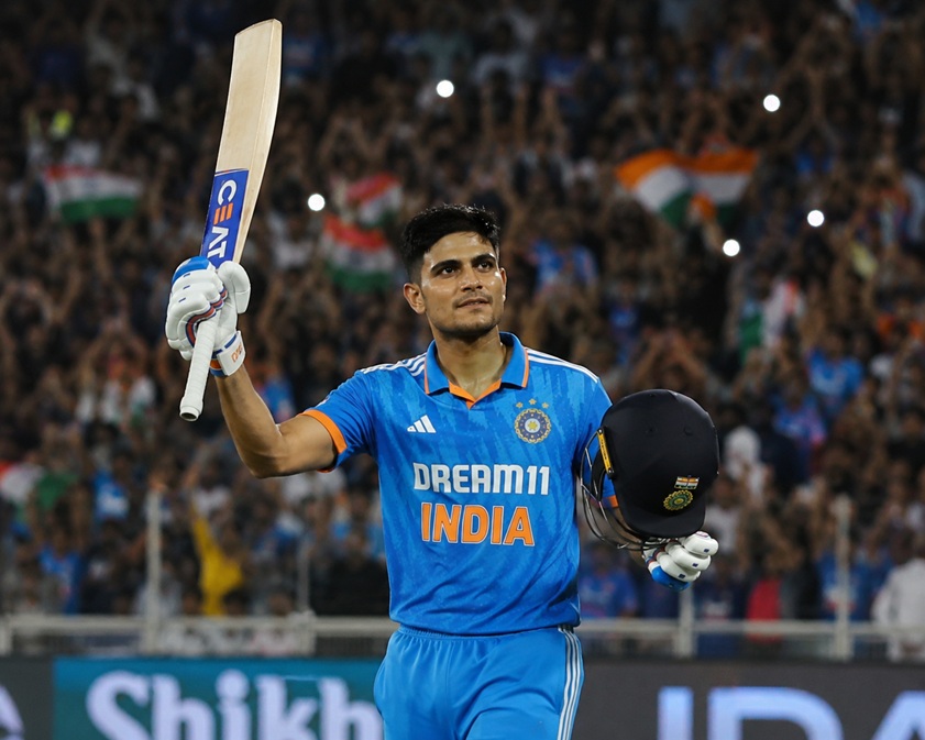 Shubman Gill centuries record celebration after scoring a hundred