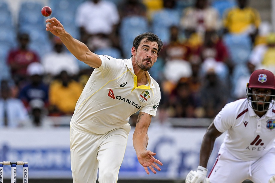 Australia vs West Indies Scorecard 2025 featuring Mitchell Starc and Travis Head during the Frank Worrell Trophy Test series
