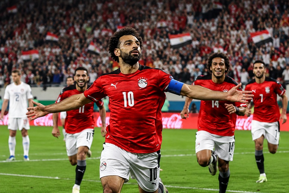 Egypt World Cup History Win as Mohamed Salah celebrates during Egypt's 3-1 victory over New Zealand at the FIFA World Cup.