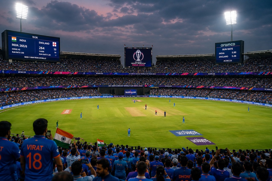 England vs India Scorecard showing batting, bowling, and match highlights