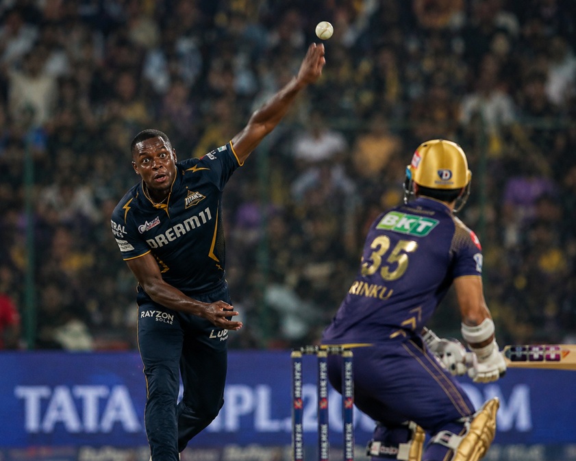 IPL 2026 Purple Cap Winner Kagiso Rabada celebrating after taking a wicket for Gujarat Titans