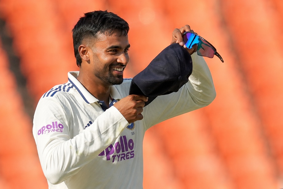 Manav Suthar Six Wickets celebration during India vs Afghanistan Test debut match