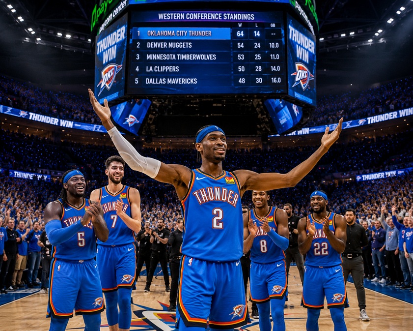 Oklahoma City Thunder Standings showing OKC's rise as an NBA powerhouse led by Shai Gilgeous-Alexander