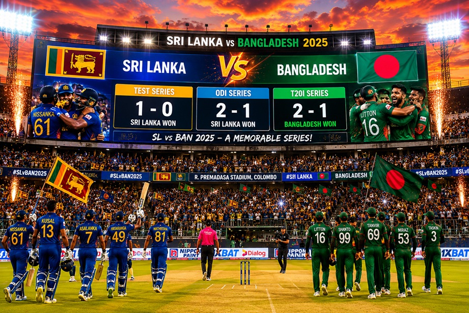 SL vs BAN Scorecard 2025 featuring Sri Lanka vs Bangladesh Test ODI and T20I series results