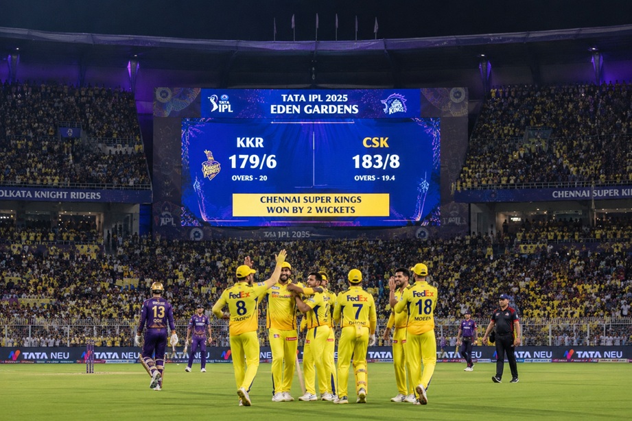 KKR vs CSK Scorecard IPL 2025 showing Chennai Super Kings defeating Kolkata Knight Riders by 2 wickets at Eden Gardens
