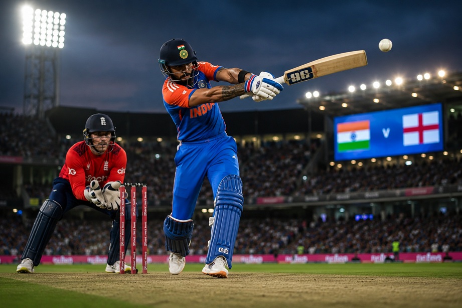 England vs India 2nd T20I live score at Old Trafford with players in action during the India tour of England
