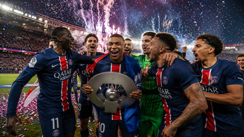 PSG vs Angers SCO Timeline showing Paris Saint-Germain celebrating against Angers SCO during a Ligue 1 match