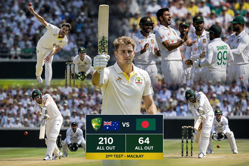 Australia vs Bangladesh 2nd Test 2026 complete score summary and player runs
