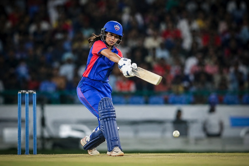 Delhi Capitals Women vs Mumbai Indians Women scorecard showing Jemimah Rodrigues batting in WPL 2026