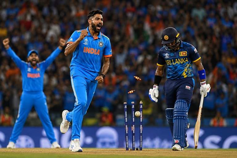 India vs Sri Lanka Asia Cup 2023 Final Scorecard featuring Mohammed Siraj celebrating his six-wicket haul during the Asia Cup 2023 Final
