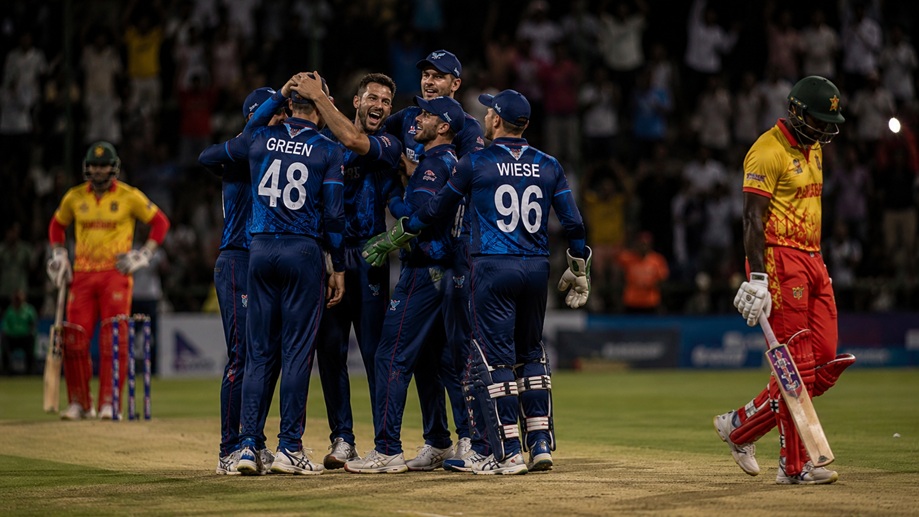 Namibia vs Zimbabwe Cricket rivalry, players facing off in a T20 international match