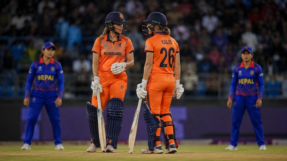 Netherlands Women vs Nepal Women Timeline 2026 showing the thrilling two-run qualifier match