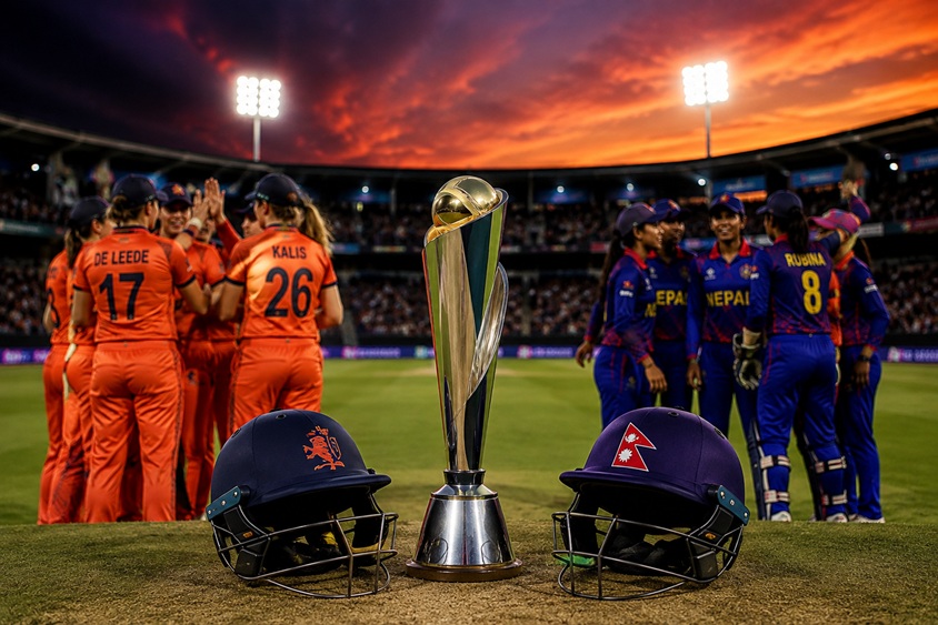 Netherlands Women vs Nepal Women Timeline 2026 showing the thrilling two-run qualifier match