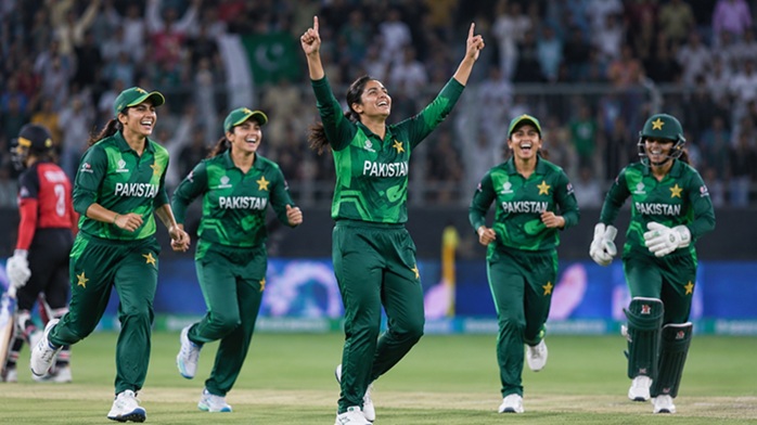Pakistan vs Hong Kong Scorecard 2026 showing Pakistan Women celebrating their 72-run victory in the Women's Asia Cup