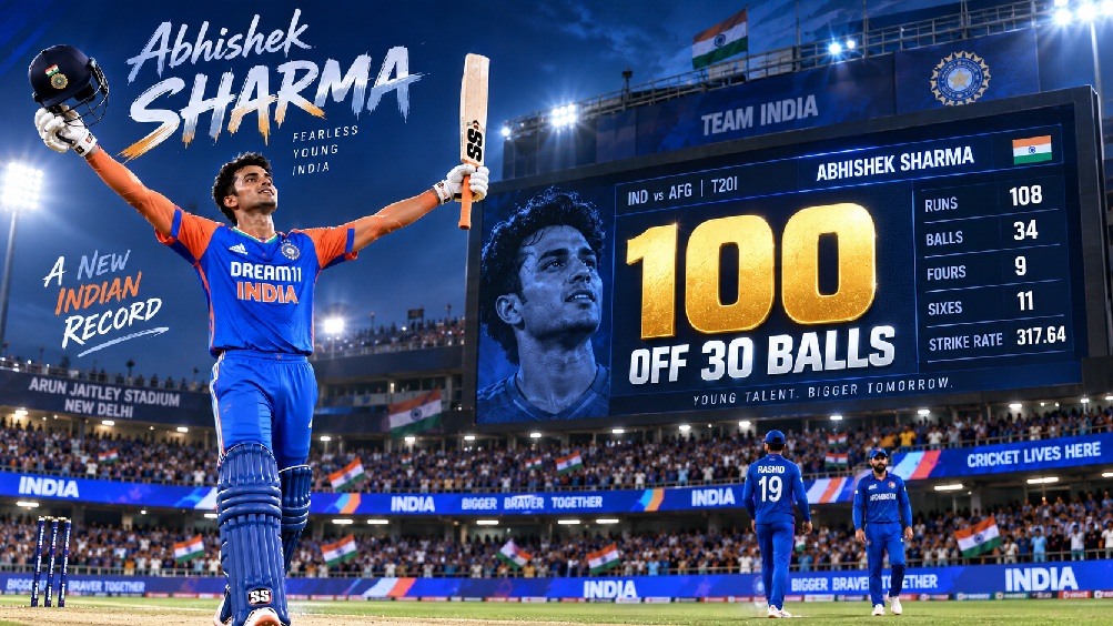 Abhishek Sharma 30-ball century against Afghanistan in 2026