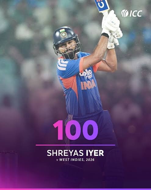 Shreyas Iyer 102 vs West Indies during the India vs West Indies 1st T20I in Lucknow