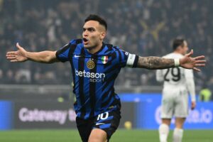 Inter Milan third title in six seasons celebration with Serie A trophy