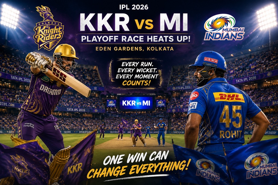 KKR MI Playoff Drama at Eden Gardens during a high-pressure IPL playoff race clash between Kolkata and Mumbai.