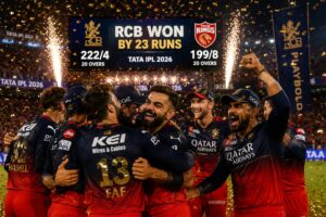 Punjab RCB Scorecard Highlights showing Virat Kohli and Venkatesh Iyer in IPL 2026 clash