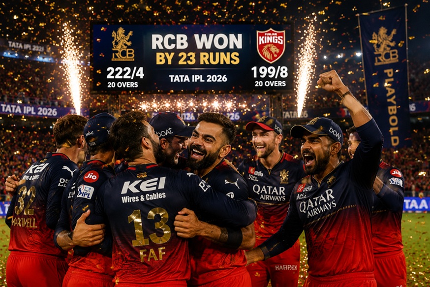 Punjab RCB Scorecard Highlights showing Virat Kohli and Venkatesh Iyer in IPL 2026 clash