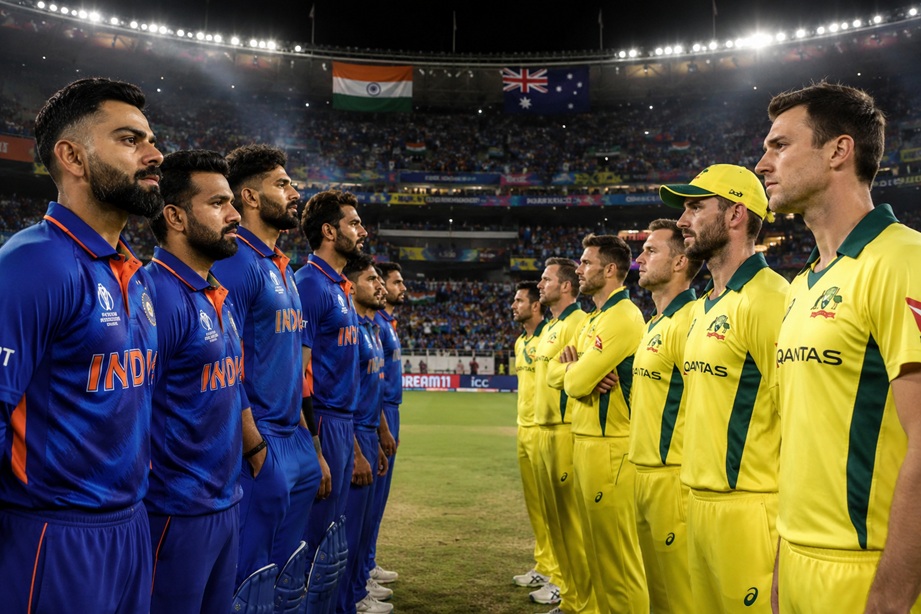 Australia vs India Timeline featuring iconic cricket moments from 1947 to modern-day rivalry between India and Australia.