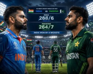 India Pakistan Match Scorecard featuring historic cricket rivalry between India and Pakistan in ICC tournaments