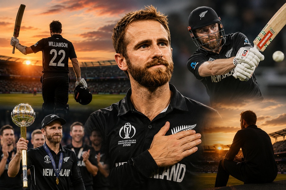 Kane Williamson Retirement News featuring Kane Williamson with the World Test Championship trophy during his farewell from international cricket