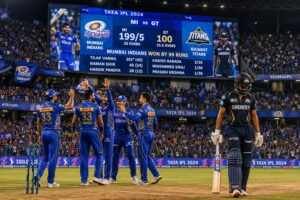 MI vs GT Scorecard showing Tilak Varma's century in Mumbai Indians' 99-run win over Gujarat Titans