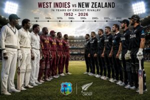 West Indies NZ Timeline 1952 to 2026 featuring historic cricket rivalry between West Indies and New Zealand