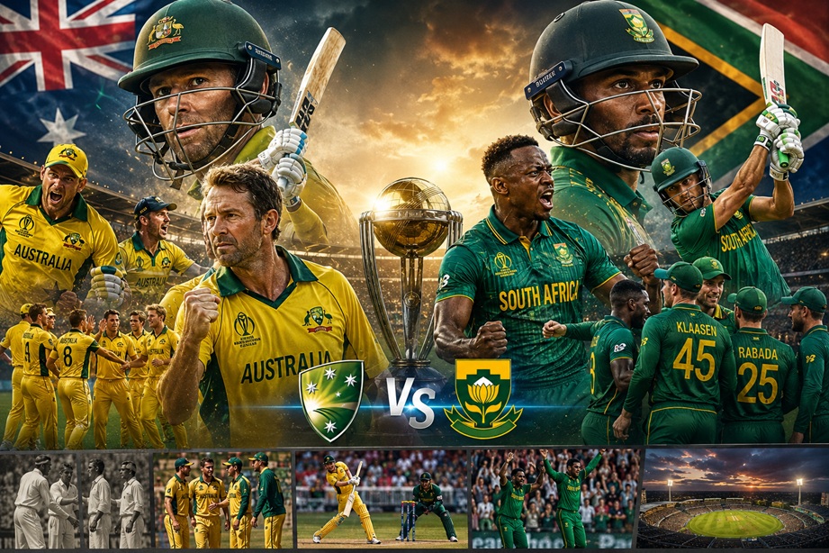Australia vs South Africa Timeline featuring historic Test matches, ODI classics, World Cup rivalry, and legendary cricket moments