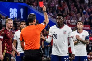 Balogun Red Card Ruling during the 2026 FIFA World Cup featuring Folarin Balogun, FIFA, Donald Trump, and Belgium match controversy