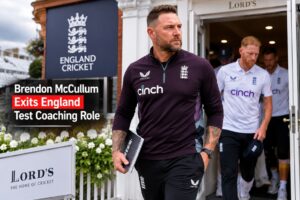 Brendon McCullum England Exit after stepping down as England Test coach with Ben Stokes at Lord's Cricket Ground