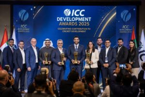 Emirates Cricket Board Awards after winning three ICC Development Awards for UAE cricket development and women's cricket initiatives