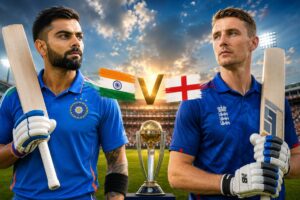 England vs India Live Score during the 1st ODI 2026 at Edgbaston with Virat Kohli and Joe Root in action