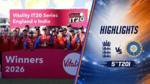 England vs India 5th T20I Scorecard featuring Jos Buttler century and England's 56-run victory over India in Southampton 2026