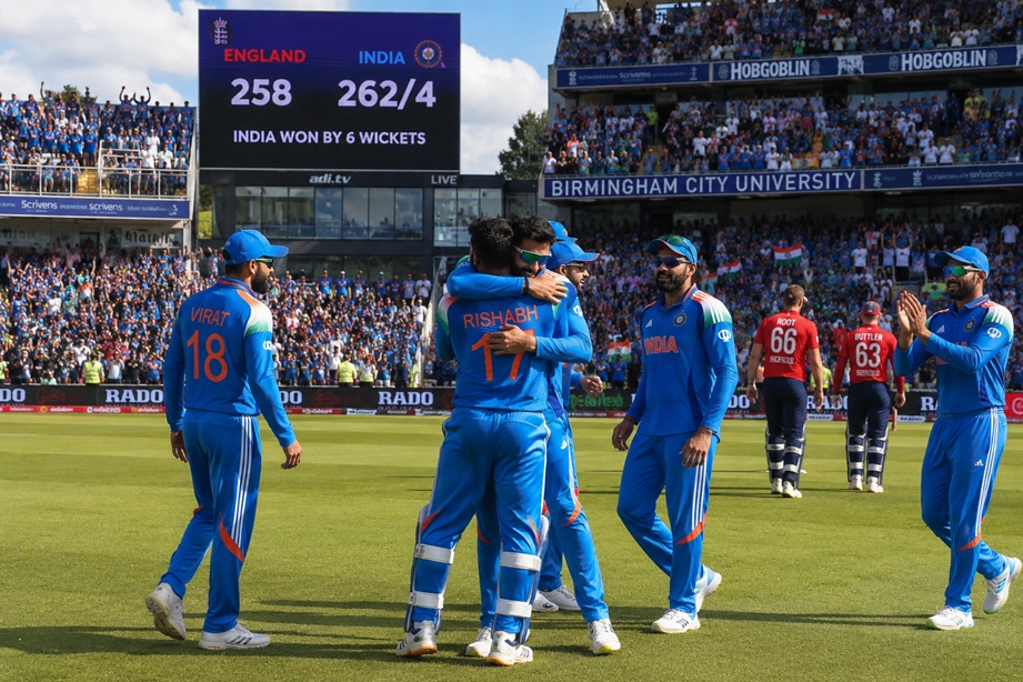 England vs India ODI Scorecard featuring Shubman Gill, Axar Patel and India's six-wicket victory at Edgbaston