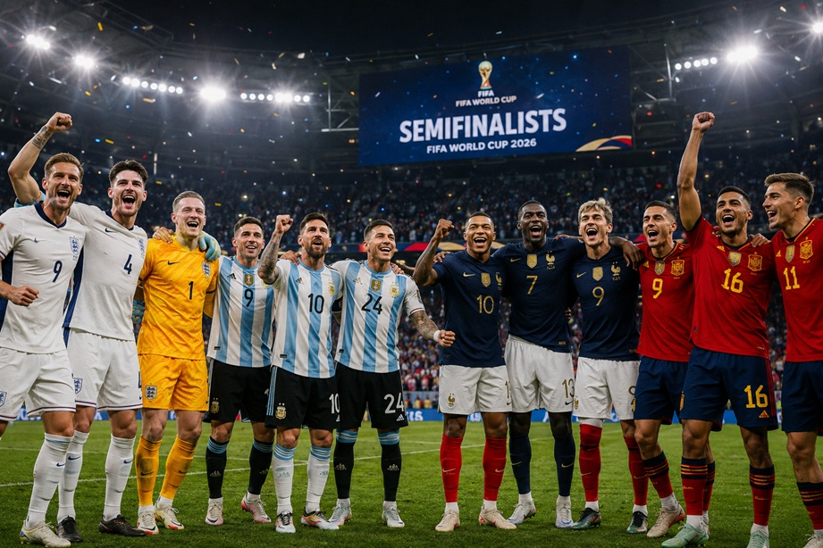 FIFA Top Four Semi-finals featuring England, Argentina, France and Spain at the 2026 FIFA World Cup