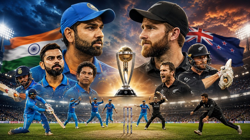 India vs New Zealand Timeline featuring legendary cricket rivalry, iconic players, ICC matches, and historic moments in 2026