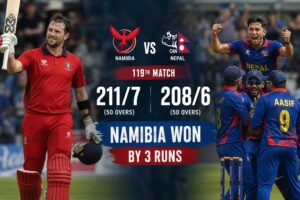 Namibia vs Nepal 119th Scorecard – Namibia beat Nepal by 3 runs