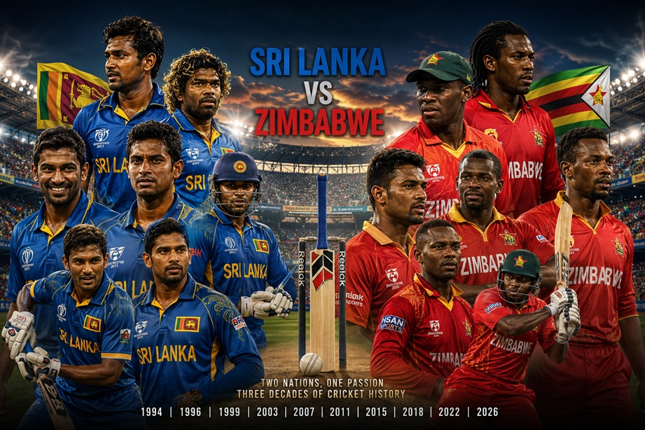 Sri Lanka vs Zimbabwe Timeline 1994–2026 featuring complete cricket rivalry history, memorable matches, legendary players, and head-to-head records