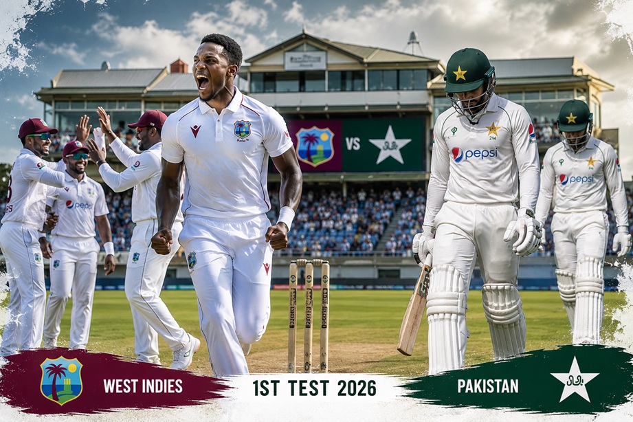 WI vs PAK Scorecard 2026 – West Indies vs Pakistan 1st Test full match scorecard at Brian Lara Cricket Academy