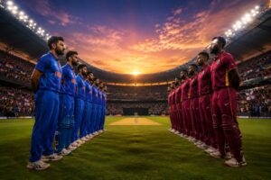 West Indies India Timeline showing India vs West Indies cricket rivalry from 1948 to 2026 with legendary players and historic matches