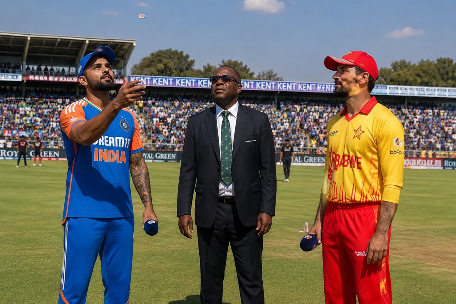 Zimbabwe vs India Live Score during the 1st T20I match at Harare Sports Club 2026