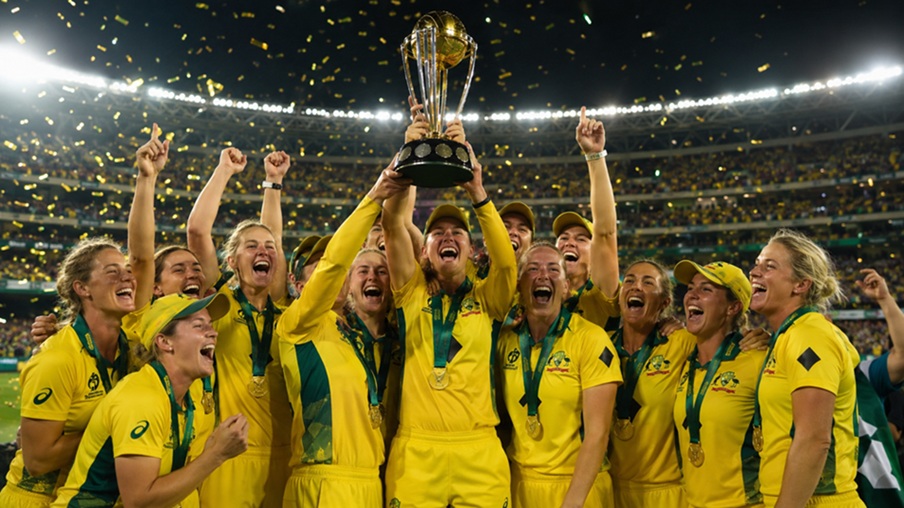 Australia Women's Cricket History featuring ICC titles, Meg Lanning, Ellyse Perry, Alyssa Healy and Australia's championship-winning women's cricket team