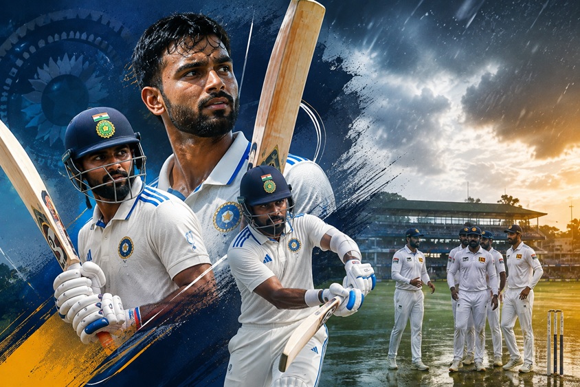 India vs Sri Lanka 1st Test scorecard 2026 showing India 460/9 and Devdutt Padikkal 167