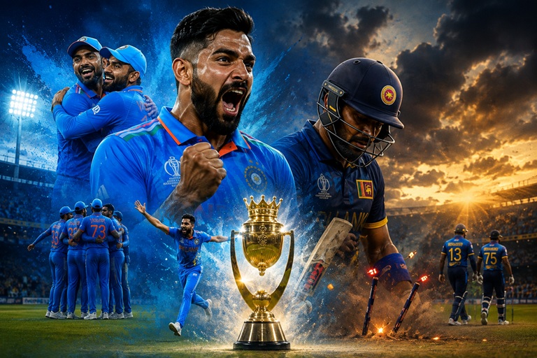 India vs Sri Lanka Asia Cup 2023 Final Scorecard featuring Mohammed Siraj celebrating his six-wicket haul during the Asia Cup 2023 Final